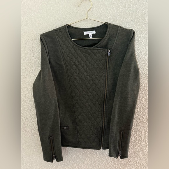 Athleta Belvedere Moto Jacket In Olive Green Size Medium - Picture 2 of 6